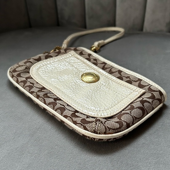 Coach Monogram Brown and Cream Wristlet - Picture 6 of 9